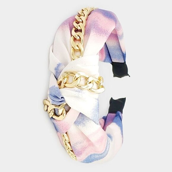 2/$22 Headband Chain Purple Tie Dye Burnout Knot - Picture 3 of 5